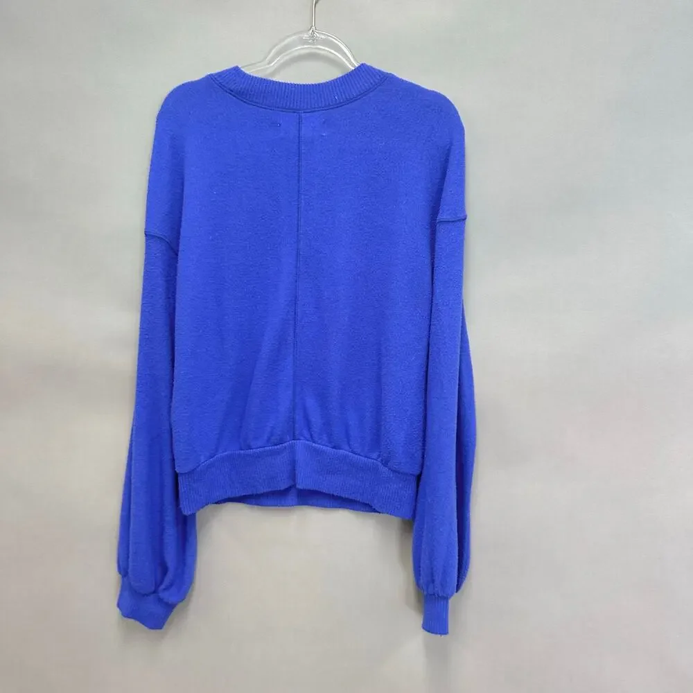 Free People Beach TGIF Pullover Sweater In Royal‎ Blue Size Extra Small